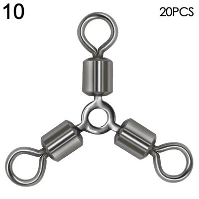 20 vnt/parta Karštas 3 krypčių patvarūs nerūdijančio plieno žvejybos reikmenys, sukamieji suktukai Jungtis su tvirtais žiedais