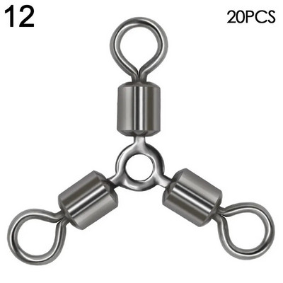 20 vnt/parta Karštas 3 krypčių patvarūs nerūdijančio plieno žvejybos reikmenys, sukamieji suktukai Jungtis su tvirtais žiedais