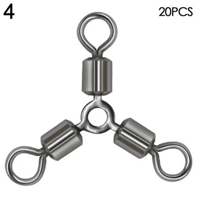 20 vnt/parta Karštas 3 krypčių patvarūs nerūdijančio plieno žvejybos reikmenys, sukamieji suktukai Jungtis su tvirtais žiedais