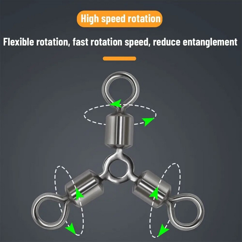 20 vnt/parta Karštas 3 krypčių patvarūs nerūdijančio plieno žvejybos reikmenys, sukamieji suktukai Jungtis su tvirtais žiedais