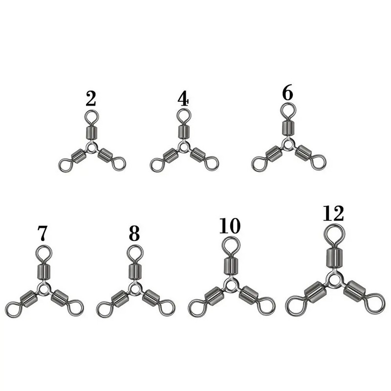 20 vnt/parta Karštas 3 krypčių patvarūs nerūdijančio plieno žvejybos reikmenys, sukamieji suktukai Jungtis su tvirtais žiedais