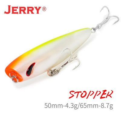 Jerry Stopper Topwater Popper Micro Fishing Lures Изкуствени примамки за сладководна пъстърва Bass 5cm4.3g Плаващи пластмасови UV примамки