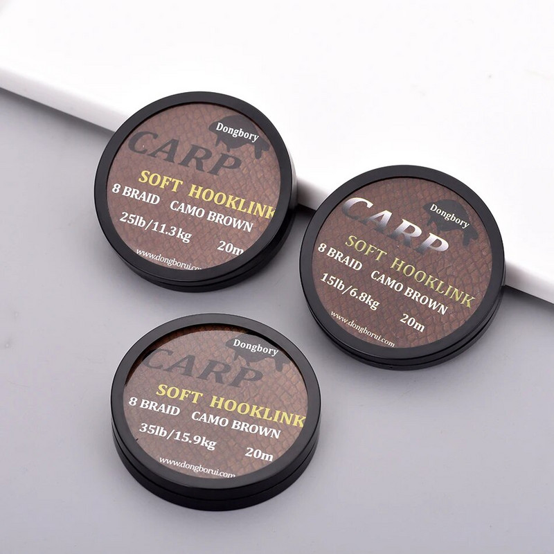 20 m karpių žūklės valas, minkštas kabliukas, 8 sruogų nepadengtas pynimo valas 15LB/25LB/35LB karpių riedmenų sraigtasparnio šerdis