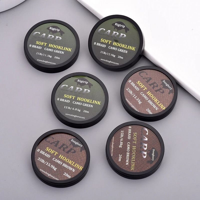 20 m karpių žūklės valas, minkštas kabliukas, 8 sruogų nepadengtas pynimo valas 15LB/25LB/35LB karpių riedmenų sraigtasparnio šerdis