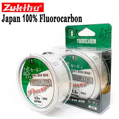 ZUKIBO 50M 100% истинска флуоровъглеродна риболовна въдица, японска въглеродна влакна, монофилна водеща линия, предна прозрачна въдица