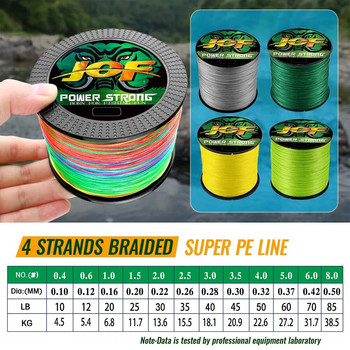 JOF Braided Line X4 100/300m 6 Color All For Fishing Line MaxDrag 85LB Multifilament PE Line for Saltwater Sea Fishing