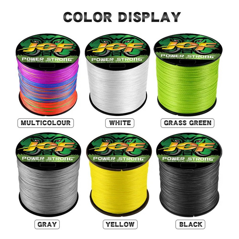 JOF Braided Line X4 100/300m 6 Color All For Fishing Line MaxDrag 85LB Multifilament PE Line for Saltwater Sea Fishing