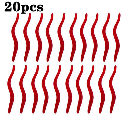 20PCS-100pcs Realističan crveni crv Meki mamac Kišna glista ledeni zimski ribolov Silikonski umjetni mamac Riblji škampi Dodatak bas šaran