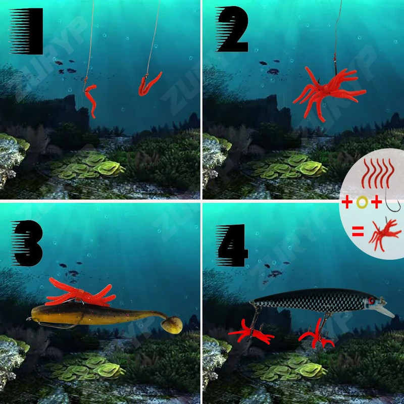 20PCS-100pcs Realističan crveni crv Meki mamac Kišna glista ledeni zimski ribolov Silikonski umjetni mamac Riblji škampi Dodatak bas šaran
