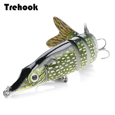 TREHOOK 10 cm/12,5 cm-es csuka wobblerek horgászathoz mesterséges csali, kemény, több ízületű, úszó, Crankbait, élethű horgászszerszám