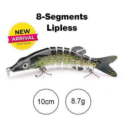 TREHOOK 10 cm/12,5 cm līdaku vobleri makšķerēšanai ar mākslīgo ēsmu, cieta, daudzlocītavu Swimbait Crankbait Lifelike makšķerēšanas mānekļu piederumi