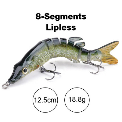 TREHOOK 10 cm/12,5 cm līdaku vobleri makšķerēšanai ar mākslīgo ēsmu, cieta, daudzlocītavu Swimbait Crankbait Lifelike makšķerēšanas mānekļu piederumi