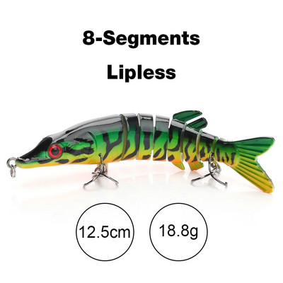 TREHOOK 10 cm/12,5 cm līdaku vobleri makšķerēšanai ar mākslīgo ēsmu, cieta, daudzlocītavu Swimbait Crankbait Lifelike makšķerēšanas mānekļu piederumi
