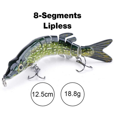 TREHOOK 10 cm/12,5 cm līdaku vobleri makšķerēšanai ar mākslīgo ēsmu, cieta, daudzlocītavu Swimbait Crankbait Lifelike makšķerēšanas mānekļu piederumi