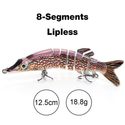 TREHOOK 10 cm/12,5 cm līdaku vobleri makšķerēšanai ar mākslīgo ēsmu, cieta, daudzlocītavu Swimbait Crankbait Lifelike makšķerēšanas mānekļu piederumi