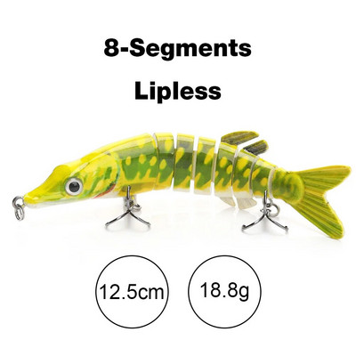 TREHOOK 10 cm/12,5 cm līdaku vobleri makšķerēšanai ar mākslīgo ēsmu, cieta, daudzlocītavu Swimbait Crankbait Lifelike makšķerēšanas mānekļu piederumi