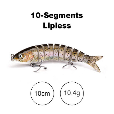 TREHOOK 10 cm/12,5 cm līdaku vobleri makšķerēšanai ar mākslīgo ēsmu, cieta, daudzlocītavu Swimbait Crankbait Lifelike makšķerēšanas mānekļu piederumi