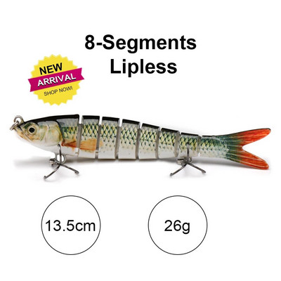 TREHOOK 10 cm/12,5 cm līdaku vobleri makšķerēšanai ar mākslīgo ēsmu, cieta, daudzlocītavu Swimbait Crankbait Lifelike makšķerēšanas mānekļu piederumi