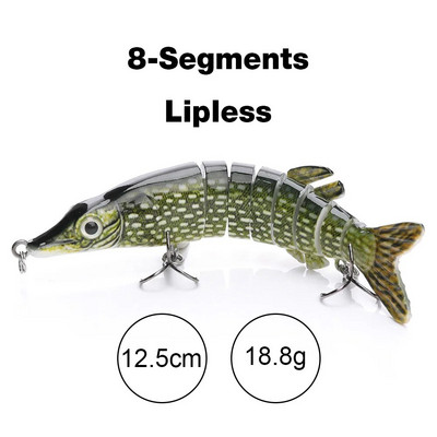 TREHOOK 10 cm/12,5 cm līdaku vobleri makšķerēšanai ar mākslīgo ēsmu, cieta, daudzlocītavu Swimbait Crankbait Lifelike makšķerēšanas mānekļu piederumi