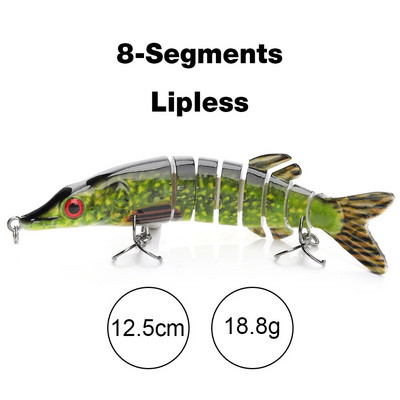 TREHOOK 10 cm/12,5 cm līdaku vobleri makšķerēšanai ar mākslīgo ēsmu, cieta, daudzlocītavu Swimbait Crankbait Lifelike makšķerēšanas mānekļu piederumi