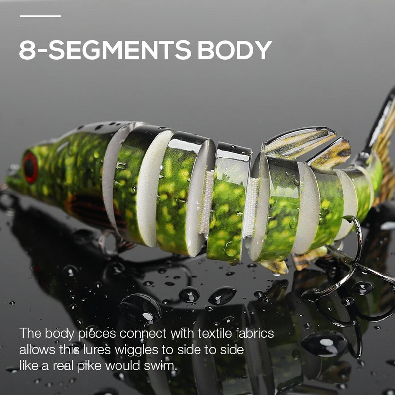 TREHOOK 10 cm/12,5 cm līdaku vobleri makšķerēšanai ar mākslīgo ēsmu, cieta, daudzlocītavu Swimbait Crankbait Lifelike makšķerēšanas mānekļu piederumi