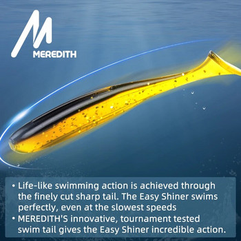 MEREDITH Easy Shiner Fishing Lures 50mm 65mm 75mm 100mm Wobblers Carp Fishing Soft Lures Σιλικόνη Τεχνητά Πλαστικά Δολώματα