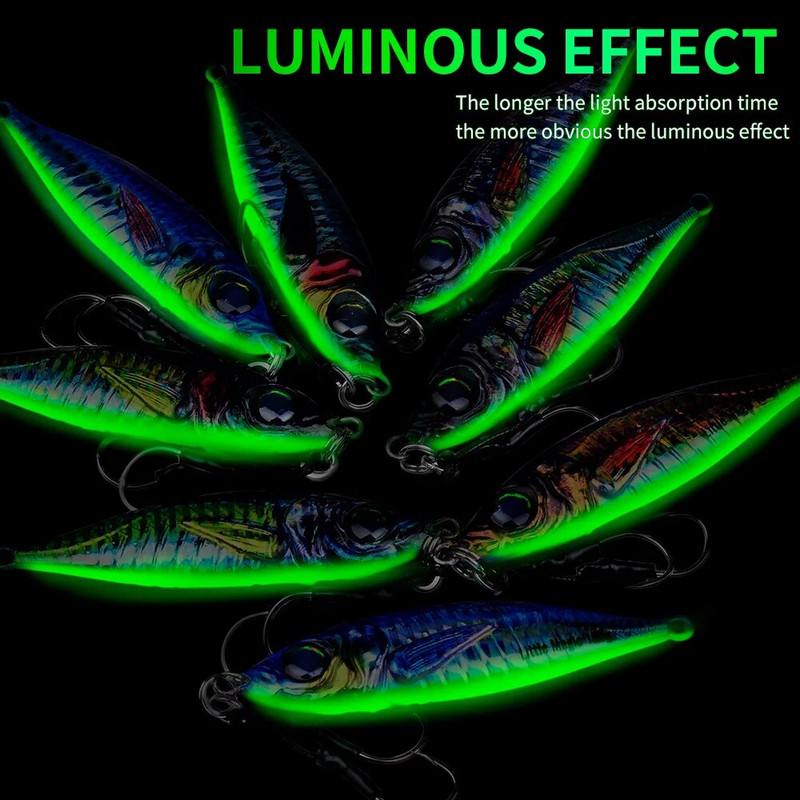 Luya Bait Iron Plate 3D Tintes drukāšanas Pron Plate 7-200g Bionic Bait Liela attāluma saldūdens zveja Alise Mouth Bass Svins