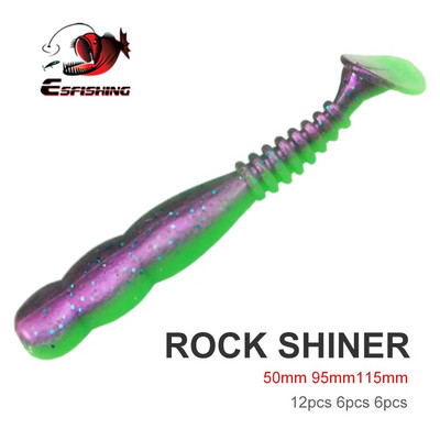 ESFISHING Rock Viber Shad 50mm 95mm 115mm Rock Shiner Sea Soft Baits Pesca Artificial Silicone Isca Fishing Lures