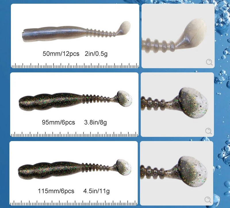 ESFISHING Rock Viber Shad 50 mm 95 mm 115 mm Rock Shiner Sea Soft Baits Pesca Umjetni silikon Isca mamci za ribolov