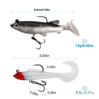 Soft Bait Fishing Lures 80mm/14g 90mm/9,5g Artificial Sinking Swimbait Paddle Tail Jig Head Είδη ψαρέματος για λαβράκι