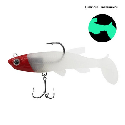 Mīkstas ēsmas makšķerēšanas mānekļi 80 mm/14 g 90 mm/9,5 g mākslīgi grimstoši peldēšanas lāpstiņas astes džiga galvas makšķerēšanas piederumi. Preces jūras asariem