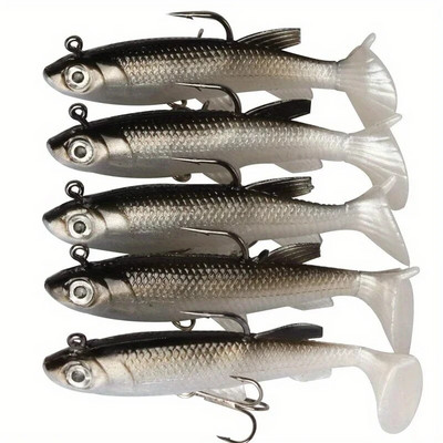5 buc/lot cârlig din silicon Set de momeli moale Swimbait 8 cm 12,5 g momeli de pescuit Wobblers momeli din cauciuc artificial pentru dispozitivul de naluci pentru stiuca bas