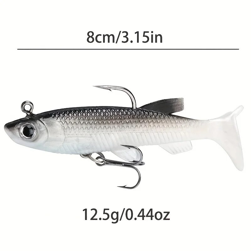 5vnt./Lot Jig Hook Silikoninis minkštas masalo rinkinys Swimbait 8cm 12.5g Žvejybos vobleriai Dirbtinės gumos masalai lydekos ešerių masalo reikmenims