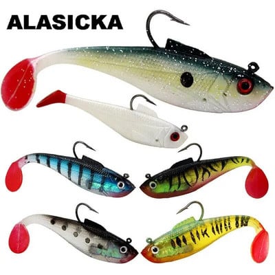 ALASICKA 5/8.5/11.5CM cap momeală moale T coada Wobbler momeală de pescuit Pesca crap bas momeală din cauciuc artificial Swimbait dispozitiv de pescuit