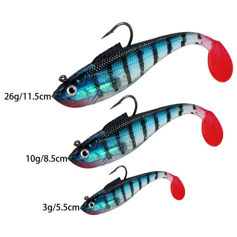 ALASICKA 5/8.5/11.5CM Head Soft Bait T tail Vobleris makšķerēšanas māneklis Pesca Carp Bass mākslīgā gumijas ēsma Swimbait makšķerēšanas piederumi