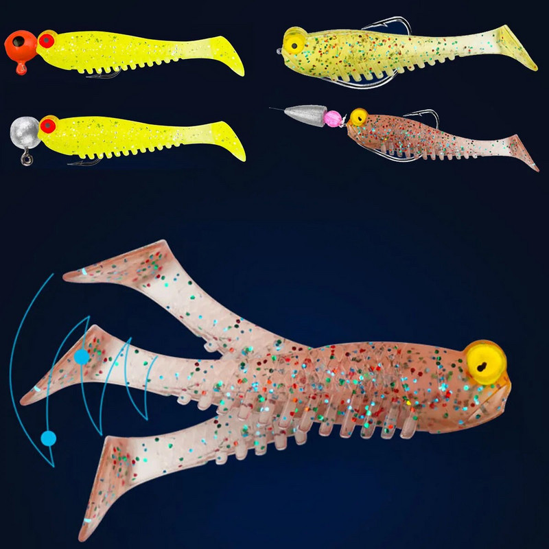 5Gb Mīkstas ēsmas makšķerēšanas mānekļi 5,5 cm/7 cm 1,2 g/2,8 g mākslīgi kustīgi peldoši Pva Swimbait Paddle Tail Makšķerēšanas piederumi