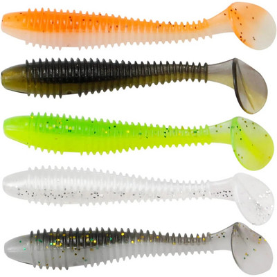 5 bucăți momeală moale de pescuit 55/65/75mm 1.3/2.2/4g Artificial în mișcare Swimbait Paddle Coada Viermi din silicon Articole de pescuit