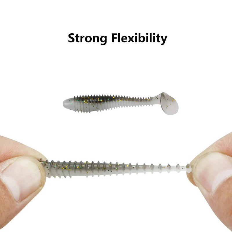 5 tk Pehme söödaga püügilant 55/65/75 mm 1,3/2,2/4g kunstlik liikuv ujumisaeru aeru saba silikoonist usside kalapüügitarbed