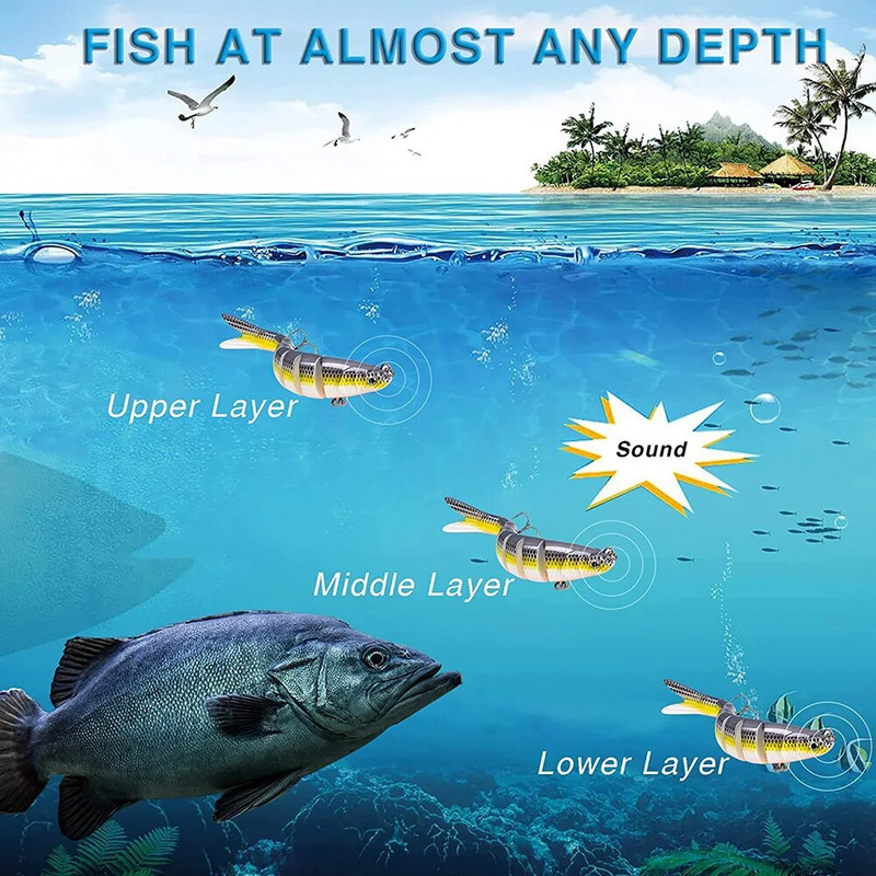 Elutruud kõvad kalapüügi landid, mitme liigesega aeglaselt uppuvad segmenteeritud ujumissöödad kunstsööt Bassipüügi tarvikud meriforelli jaoks