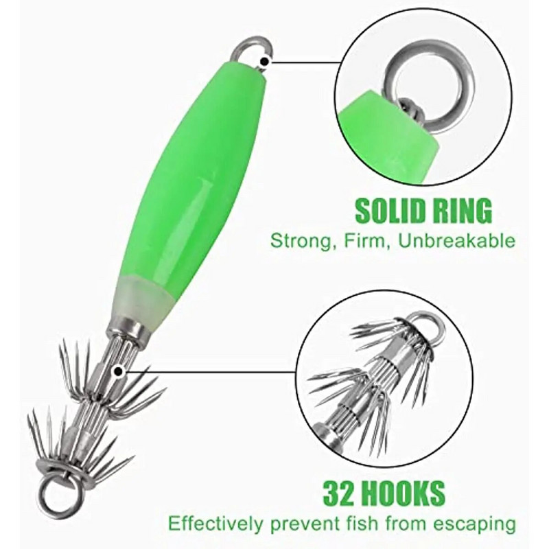 Makšķerēšanas mānekļi Kalmāri Jig Āķi Sālsūdens Gaismas Mākslīgā ēsma Fluorescējoša cieta mānekļi Makšķerēšanas piederumi Makšķerēšanas piederumi Preces jūrai