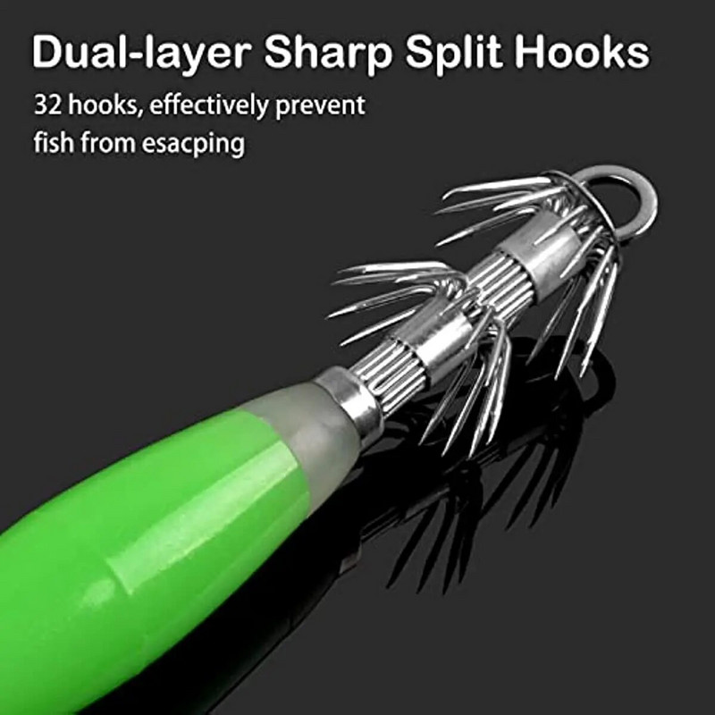 Makšķerēšanas mānekļi Kalmāri Jig Āķi Sālsūdens Gaismas Mākslīgā ēsma Fluorescējoša cieta mānekļi Makšķerēšanas piederumi Makšķerēšanas piederumi Preces jūrai