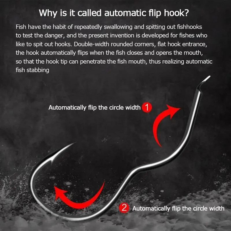 12 tk/pakk kõrge süsinikusisaldusega terasest õngekonks Terava okastusega automaatne ümberpööratav konks karpkalapüügi tarvikutele