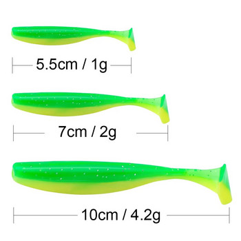 QXO 10pcs/Lot Soft Lures Silicone Bait 7cm 2g Προϊόντα για ψάρεμα Θαλασσινό ψάρεμα Pva Swimbait Wobblers Artificial Tackle