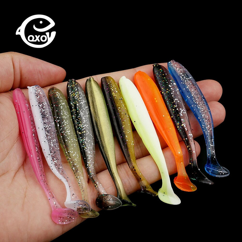 QXO 10pcs/Lot Soft Lures Silicone Bait 7cm 2g Προϊόντα για ψάρεμα Θαλασσινό ψάρεμα Pva Swimbait Wobblers Artificial Tackle