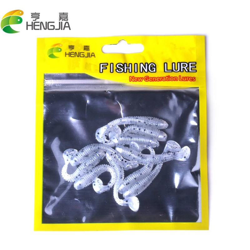 HENGJIA 10gab/Pack Soft T Tail Fishing Lure Set Grub Worm Swimbaits Silikona ēsmas Pesca Bass Carp Makšķerēšanas piederumi Silikona ēsma