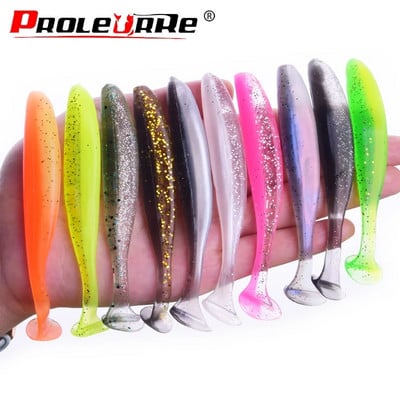 Proleurre Shad Worm Momeală moale 95mm 75mm 50mm T Tail Jigging Wobblers Naluca de pescuit Tackle Bass Stiuca Artificial Swimbait din silicon