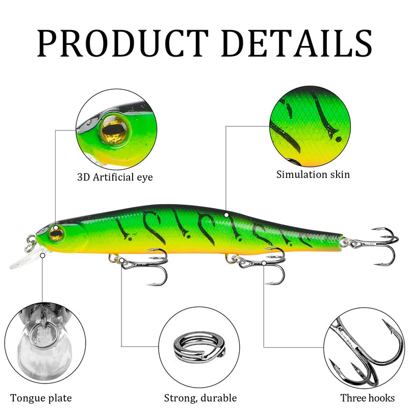 1kom Mamac za pecanje Minnow 12,5 cm/17,7 g Umjetni mamac na vodi 3D oči Plastični vobleri Pribor Pesca Magnetni sustav za daleko bacanje