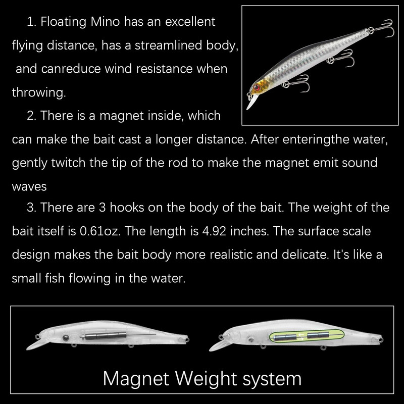 1kom Mamac za pecanje Minnow 12,5 cm/17,7 g Umjetni mamac na vodi 3D oči Plastični vobleri Pribor Pesca Magnetni sustav za daleko bacanje