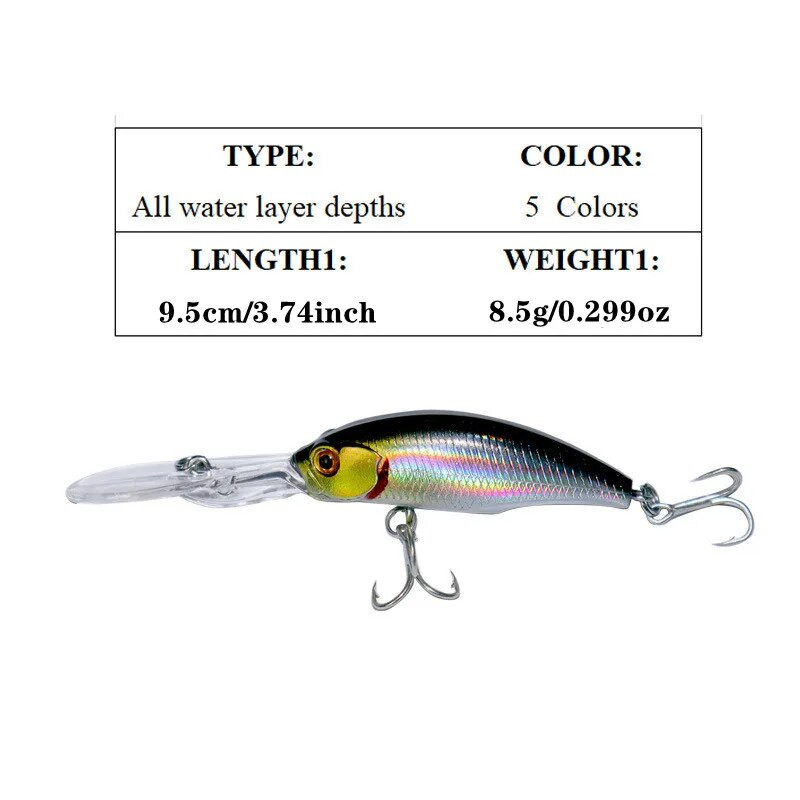 1Gb peldošs Minnow zvejas māneklis 9,5 cm 8,5 g Crankbait mākslīgā cietā ēsma Bass Vobleri karpu līdaku mānekļi Kvalitatīvi Pesca Tackle