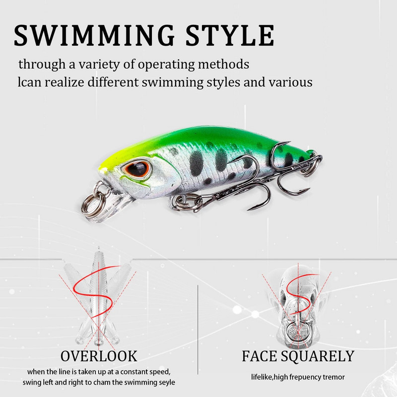 1tk Mini Minnow kalapüügi landid voblerid 4,5cm 3,5g uppuvad kunstplastist kõva sööt Crankbait Jerkbait Pesca Bass Tackle